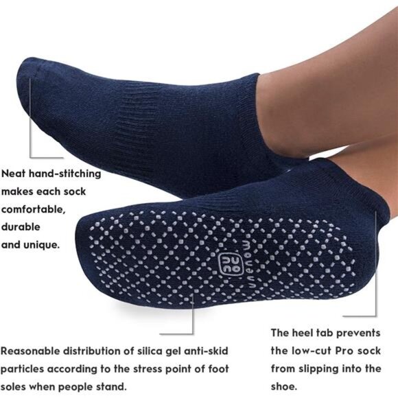 Unisex Non Slip Grip Socks with Cushion for Yoga Pilates Barre Home & Hospital - Picture 3 of 8